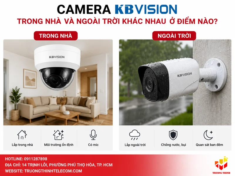 Camera KBVision trong nhà và ngoài trời khác nhau ở điểm nào?