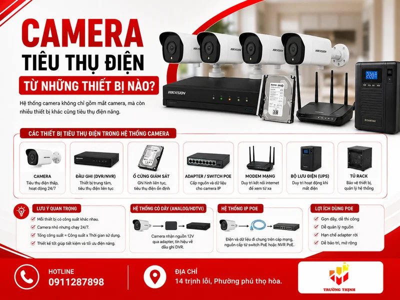 Camera tiêu thụ điện từ những thiết bị nào?