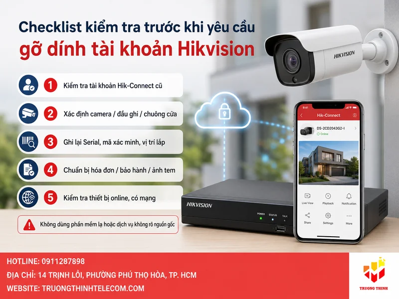 Checklist kiểm tra trước khi yêu cầu gỡ dính tài khoản Hikvision