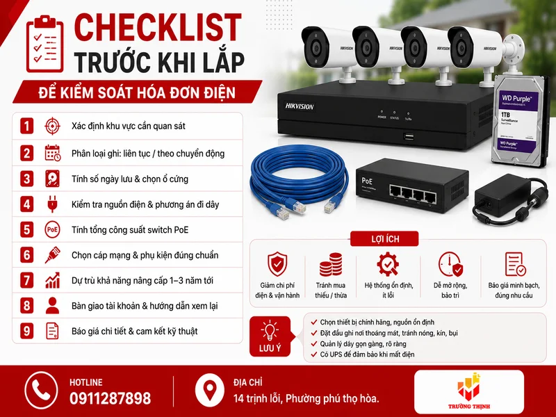 Checklist trước khi lắp để kiểm soát hóa đơn điện