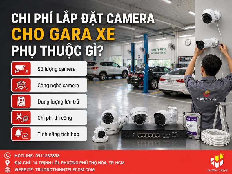 Chi phí lắp đặt camera cho gara xe phụ thuộc vào yếu tố nào?