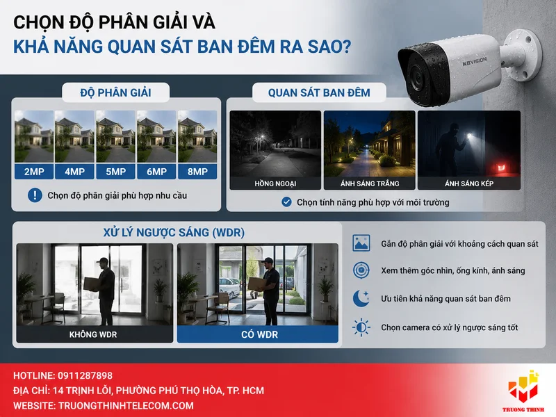 Chọn độ phân giải và khả năng quan sát ban đêm ra sao?