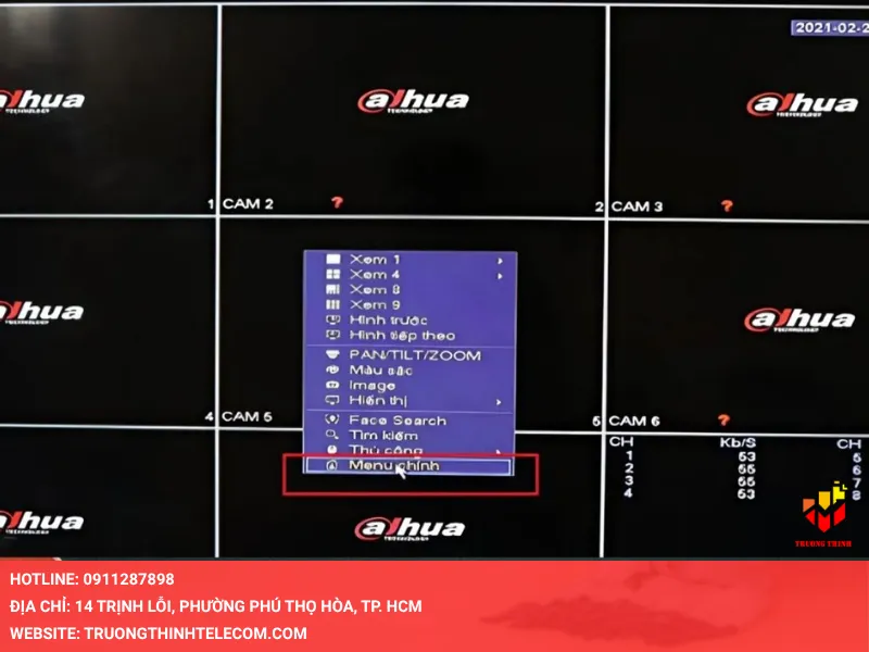 Chọn Main Menu (Menu chính)