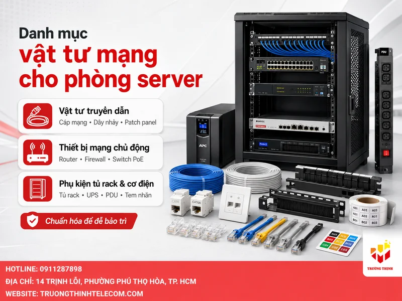 Danh mục vật tư mạng cho phòng server cần chuẩn bị