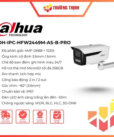 Camera IP Dahua DH-IPC-HFW2449M-AS-B-Pro LED 4MP