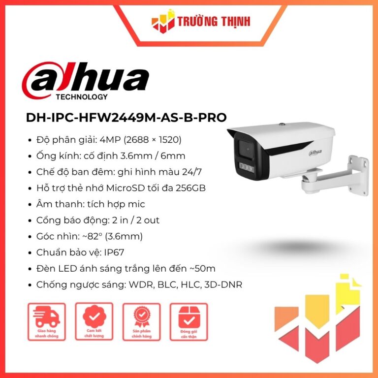 Camera IP Dahua DH-IPC-HFW2449M-AS-B-Pro LED 4MP