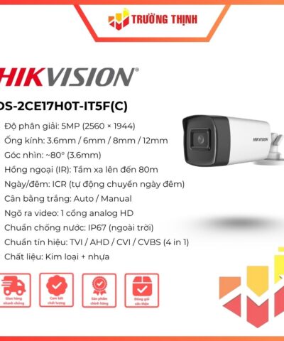 Camera Analog 4 in 1 Hikvision DS-2CE17H0T-IT5F(C) 5MP