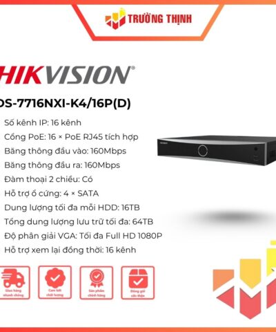 Đầu ghi mạng NVR Hikvision DS-7716NXI-K4/16P(D) 16 kênh