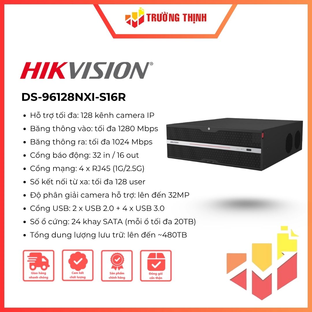 Đầu ghi hình camera IP Hikvision DS-96128NXI-S16R 128 kênh