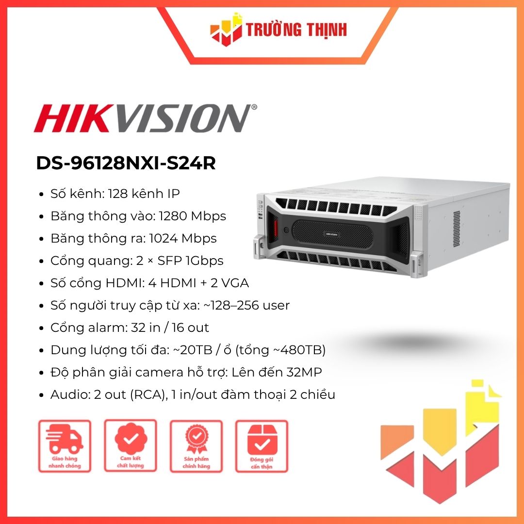 Đầu ghi hình camera IP NVR 128 kênh Hikvision DS-96128NXI-S24R