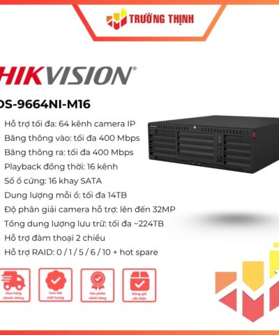 Đầu ghi IP 64 kênh cao cấp Hikvision DS-9664NI-M16 8K NVR
