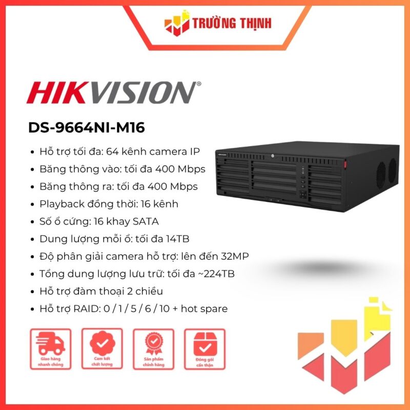 Đầu ghi IP 64 kênh cao cấp Hikvision DS-9664NI-M16 8K NVR