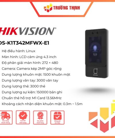 Máy chấm công nhận diện khuôn mặt Hikvision DS-K1T342MFWX-E1