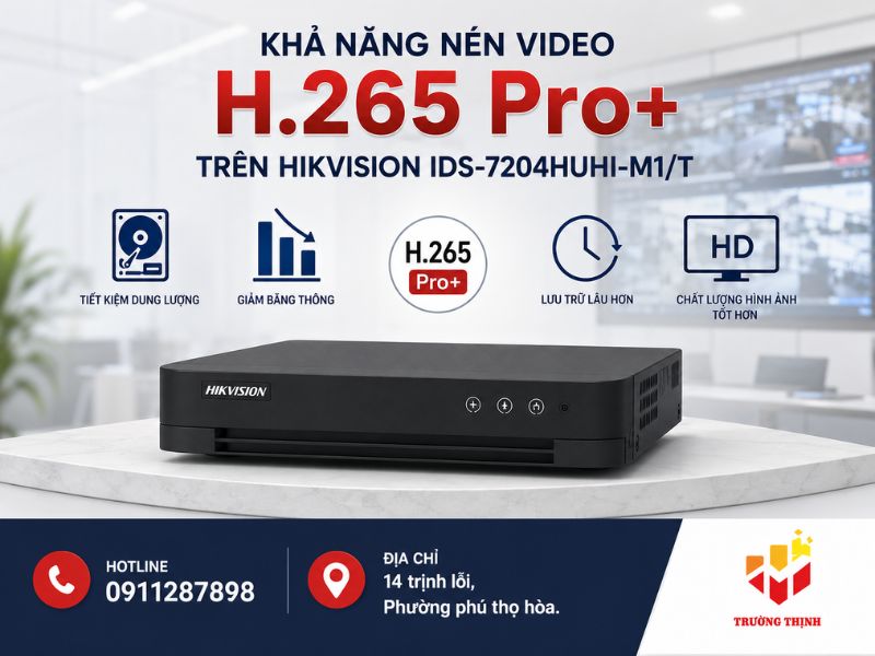 Khả năng nén video H.265 Pro+ trên Hikvision IDS-7204HUHI-M1/T