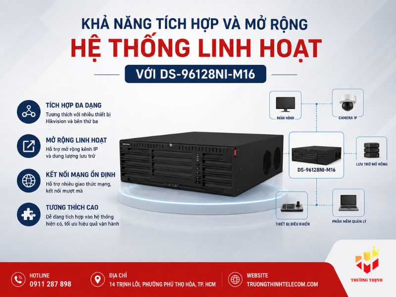 Khả năng tích hợp và mở rộng hệ thống linh hoạt với DS-96128NI-M16