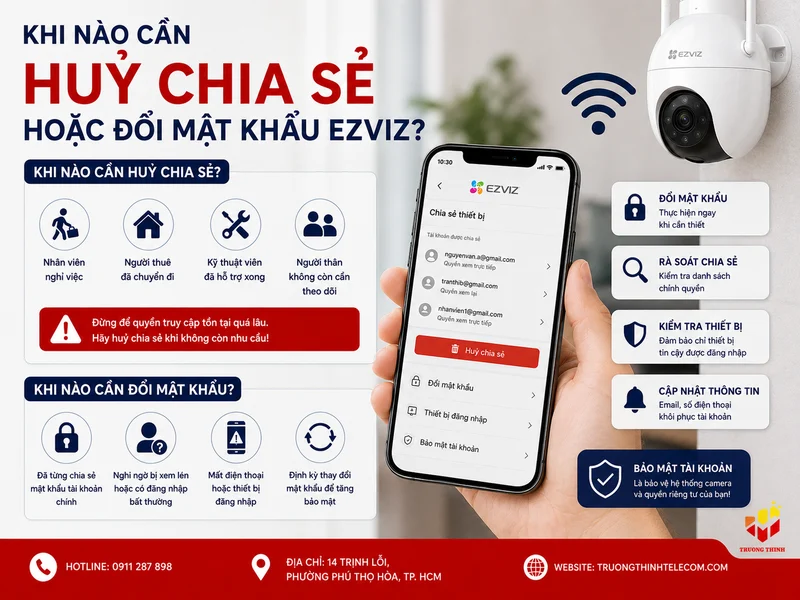 Khi nào cần hủy chia sẻ hoặc đổi mật khẩu EZVIZ?