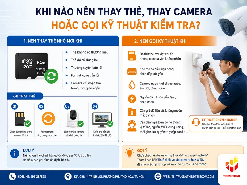 Khi nào nên thay thẻ, thay camera hoặc gọi kỹ thuật kiểm tra?