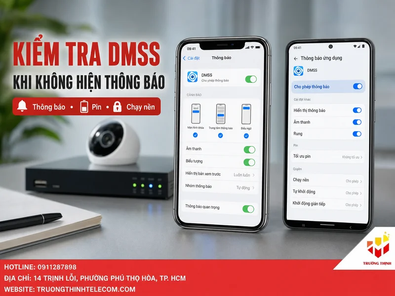 Kiểm tra nhanh trên điện thoại khi DMSS không hiện thông báo