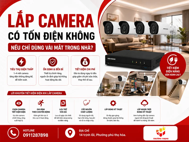 Lắp camera có tốn điện không nếu chỉ dùng vài mắt trong nhà?