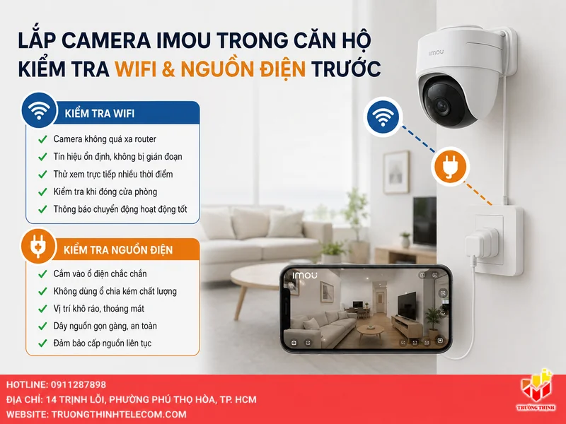 Lắp camera Imou trong căn hộ cần kiểm tra WiFi và nguồn điện trước