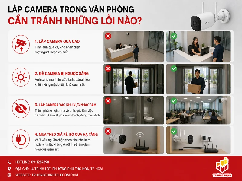 Lắp camera trong văn phòng cần tránh những lỗi nào?