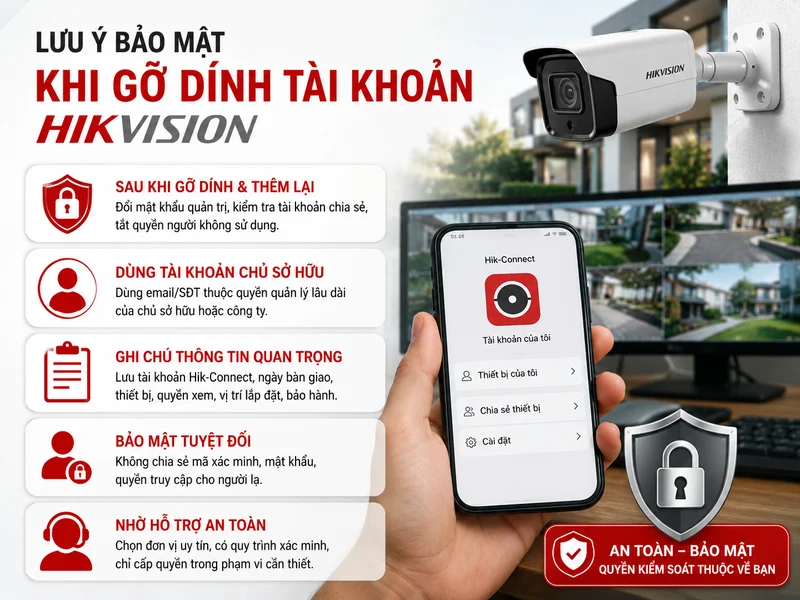 Lưu ý bảo mật khi gỡ dính tài khoản Hikvision
