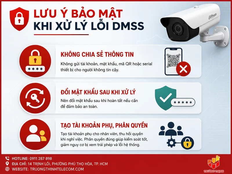 Lưu ý bảo mật khi xử lý lỗi DMSS