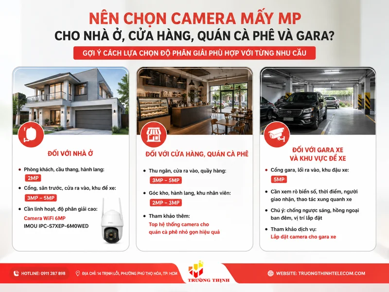 Nên chọn camera mấy MP cho nhà ở, cửa hàng, quán cà phê và gara?