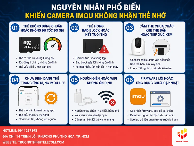 Nguyên nhân phổ biến khiến camera Imou không nhận thẻ nhớ