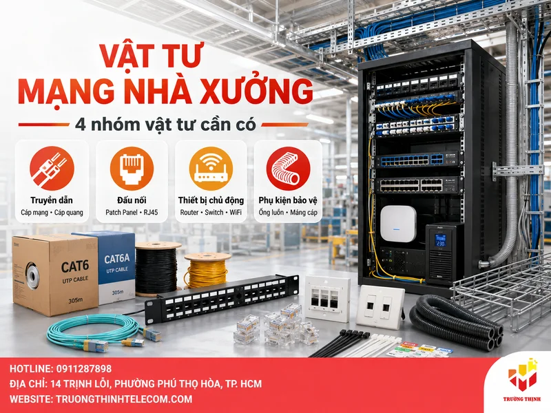 Nhóm vật tư mạng nhà xưởng cần có trong một hệ thống hoàn chỉnh