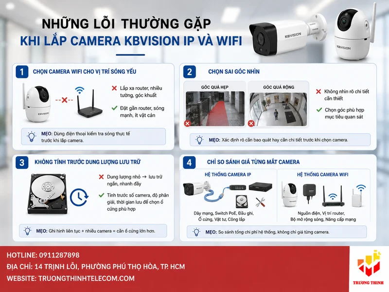 Những lỗi thường gặp khi lắp camera KBVision IP và Wifi