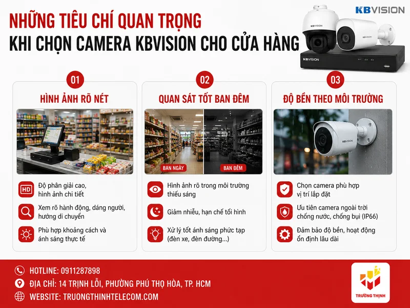 Những tiêu chí quan trọng khi chọn Camera KBVision cho cửa hàng