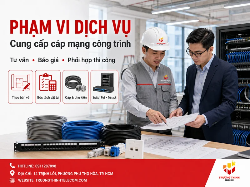 Phạm vi dịch vụ cung cấp cáp mạng công trình tại Trường Thịnh Telecom