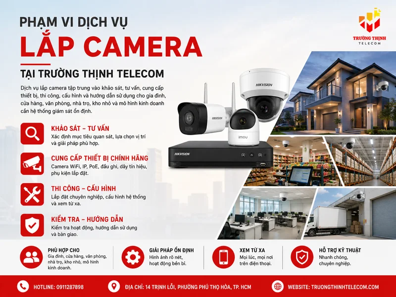 Phạm vi dịch vụ lắp camera tại Trường Thịnh Telecom