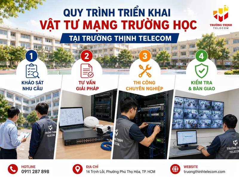 Quy trình cung cấp và triển khai vật tư mạng trường học tại Trường Thịnh Telecom