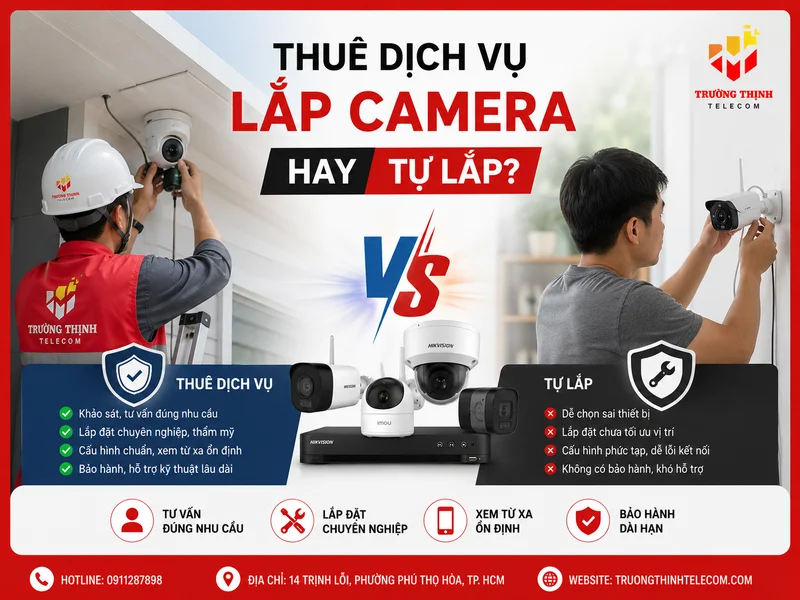 Thuê dịch vụ lắp camera hay tự lắp? Cách chọn đúng để hệ thống ổn định, tiết kiệm và dễ bảo hành