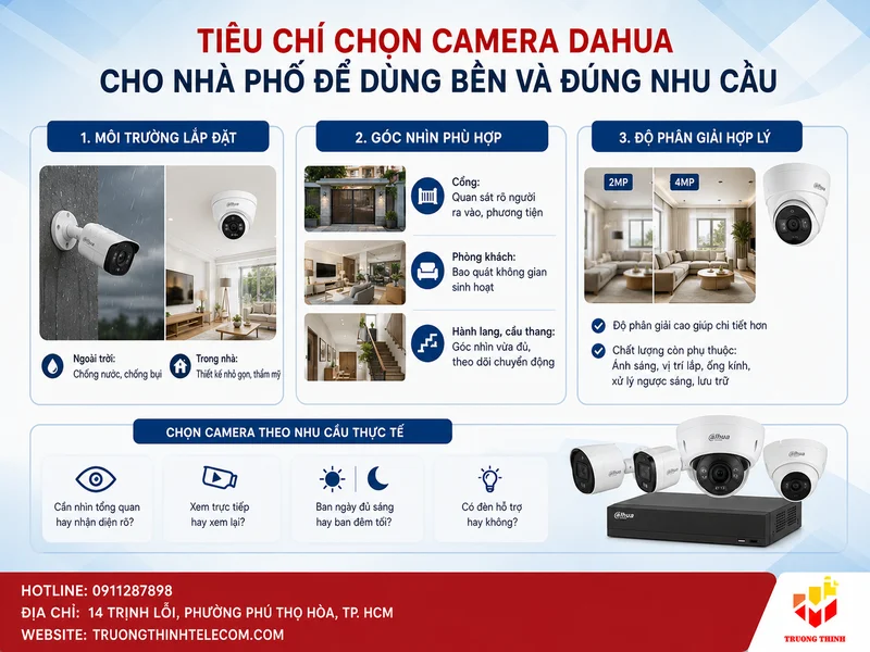 Tiêu chí chọn camera Dahua cho nhà phố để dùng bền và đúng nhu cầu