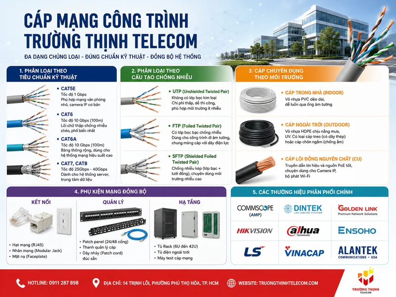 Trường Thịnh Telecom cung cấp những loại cáp mạng công trình nào?