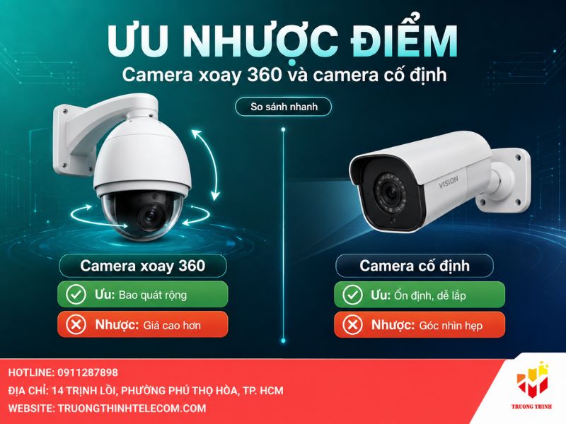 Ưu nhược điểm của Camera xoay 360 và camera cố định