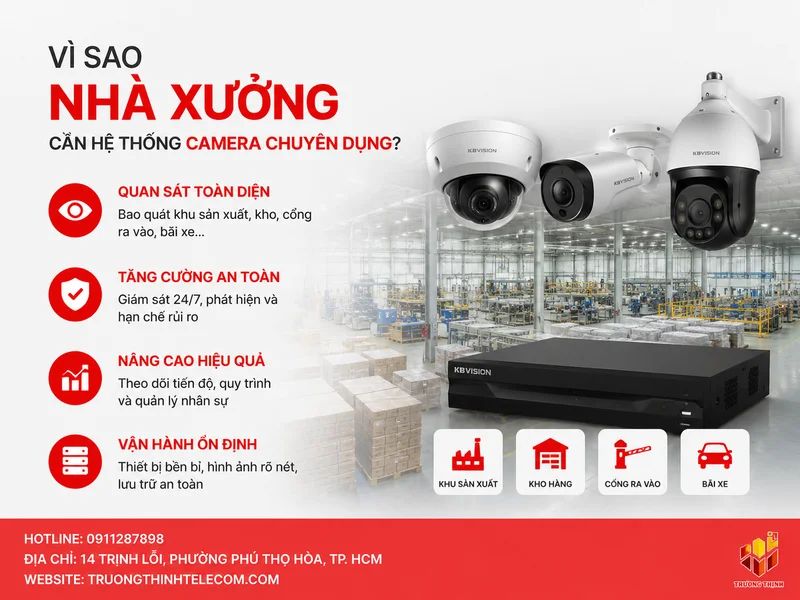 Vì sao nhà xưởng cần hệ thống camera chuyên dụng?