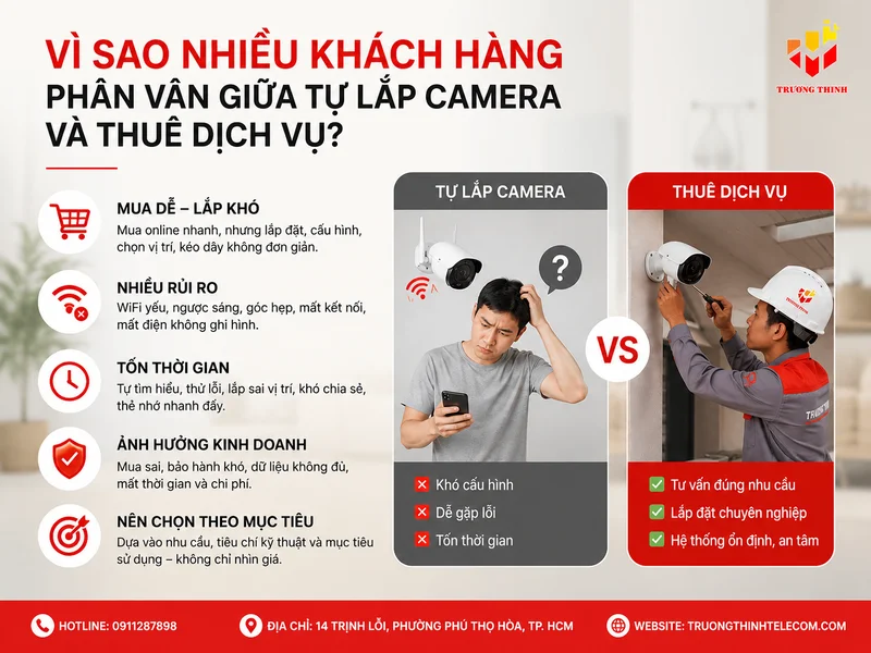 Vì sao nhiều khách hàng phân vân giữa tự lắp camera và thuê dịch vụ?