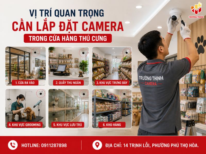Vị trí quan trọng cần lắp đặt camera trong cửa hàng thú cưng