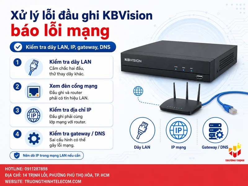 Xử lý lỗi đầu ghi KBVision báo lỗi mạng