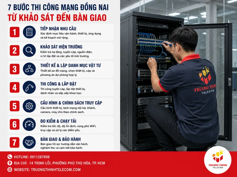 7 bước thi công mạng Đồng Nai từ khảo sát đến bàn giao