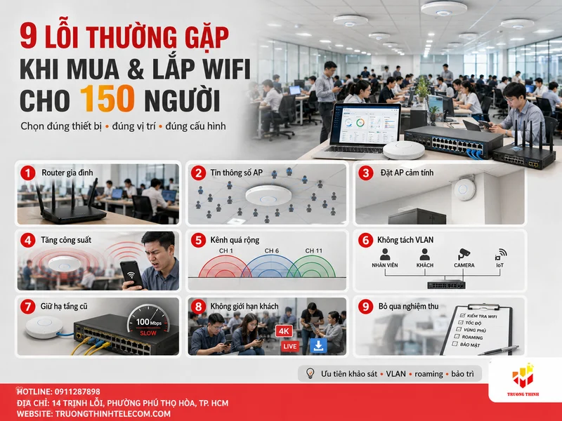 9 lỗi thường gặp khi mua và lắp WiFi cho 150 người