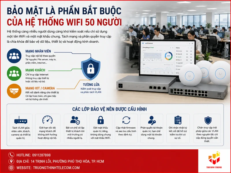 Bảo mật là phần bắt buộc của hệ thống WiFi 50 người