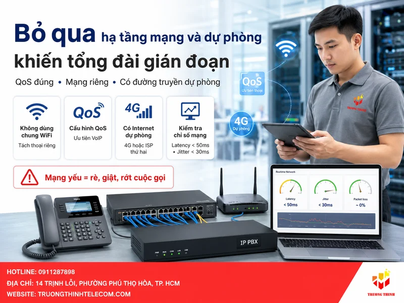 Bỏ qua hạ tầng mạng và dự phòng khiến tổng đài gián đoạn