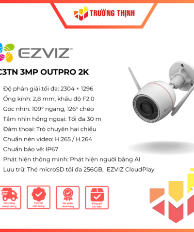 Camera Ezviz C3TN 3MP OutPro 2K WiFi ngoài trời IP67