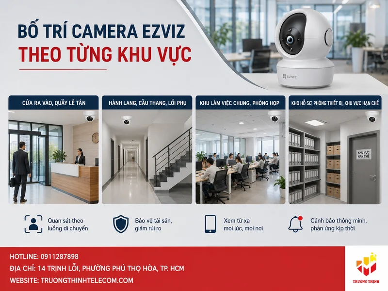 Cách bố trí Camera Ezviz cho văn phòng theo từng khu vực