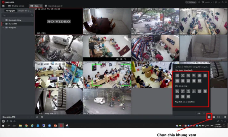Cách xem trực tiếp, chia màn hình và xem lại camera trên IVMS-4200